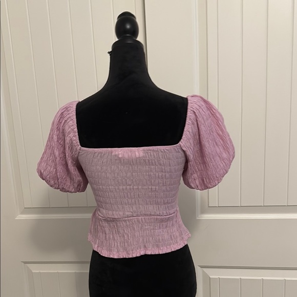 Astr Lilac Puff Sleeve Button-Up‎ Blouse. NWOT - Picture 2 of 3